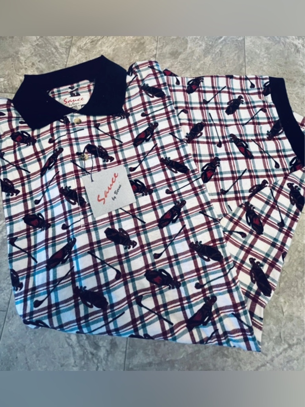 NWT-Sauce Co. Large collared performance, lightweight, breathable golf shirt
